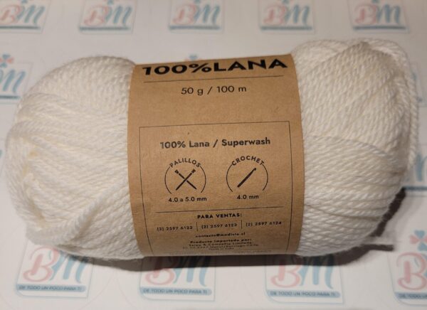 Lana - color blanca - 100% lana-MODISTA